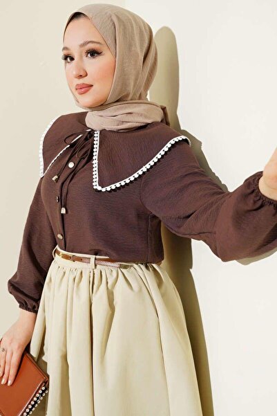 YILMAZBARMAZ γυναικείο πουκάμισο με κέντημα στο γιακά