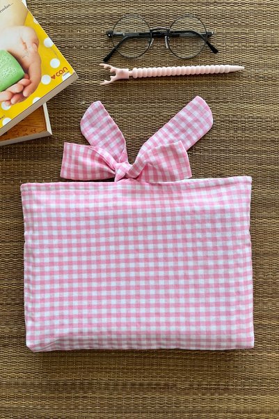 Outlet Çarşım Gingham Book Cover with Bow Book Lover Gift