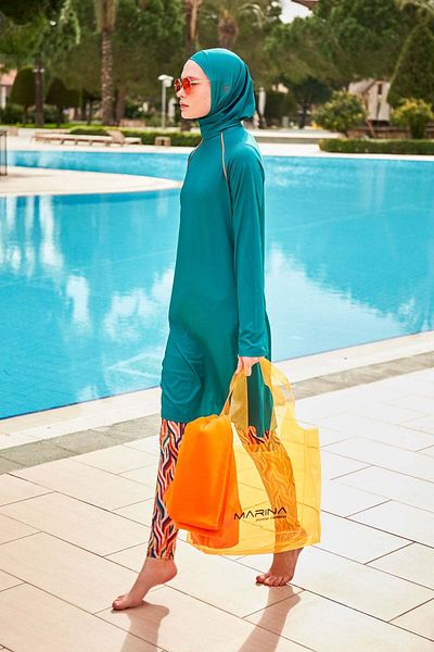 Marina Colorful Lycra Full Covered Hijab Swimsuit - M2465