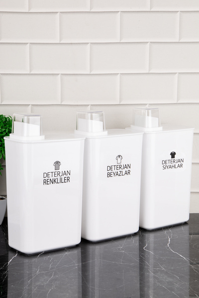 DNS HOME 3-Piece Self-Scaled Detergent Storage Container Colors Whites Blacks Detergent Dispenser Set 3000 ml