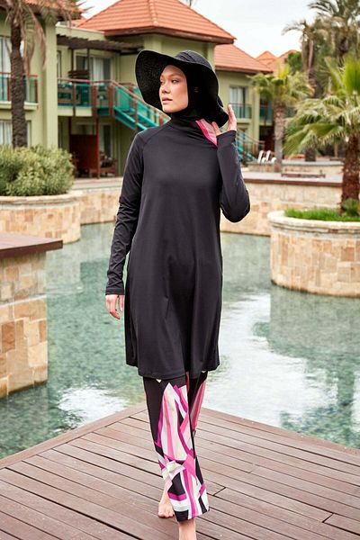 Marina Lycra Black Full Covered Hijab Swimsuit M2479