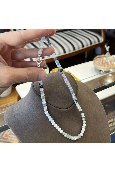 dergah tesbih Aquamarine Stone Necklace