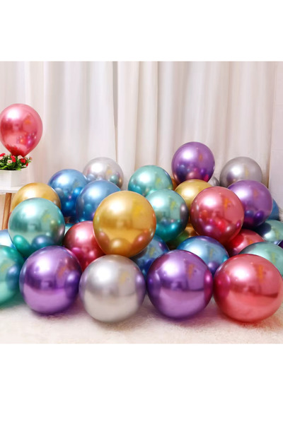 party world 10’lu Krom Balon Seti – Gold, Gümüş, Mavi, Yeşil, Mor, Pembe, Kar...