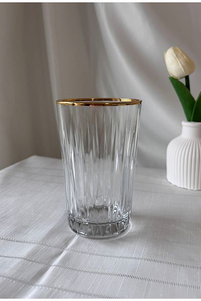 Şahika Kristal cama atılan imza Ahsen Gold 6 Above 350ml Soft Drink Glass Set