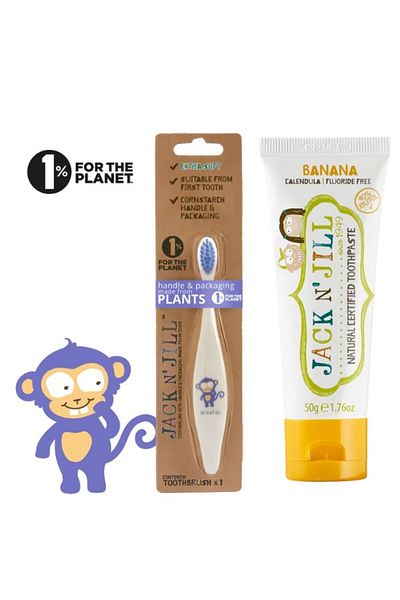 Jack N'Jill Baby / Child Toothbrushing Set - Monkey Toothbrush and Banana Flavored Toothpaste