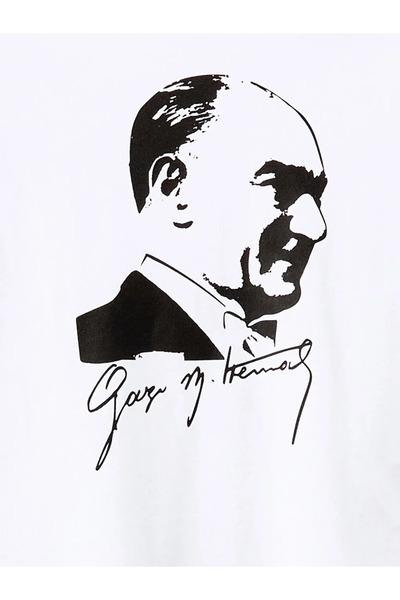 LC Waikiki Lcw Kids White Crew Neck Ataturk Printed Girls T-Shirt