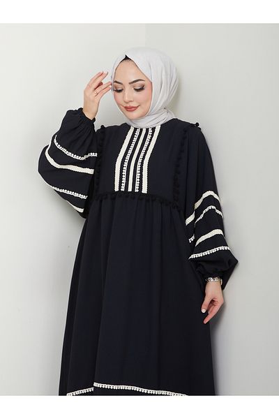 VOLT CLOTHİNG Rochie largă cu dungi brodate pentru femei