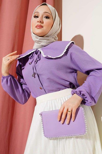 YILMAZBARMAZ Women's Embroidered Collar Shirt