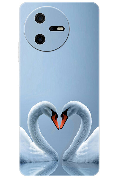 CASPER Via A40 Uyumlu Kılıf Desen Baskılı Silikon Kuğ ve Kalp STK:305 CP-AZrJ1cr