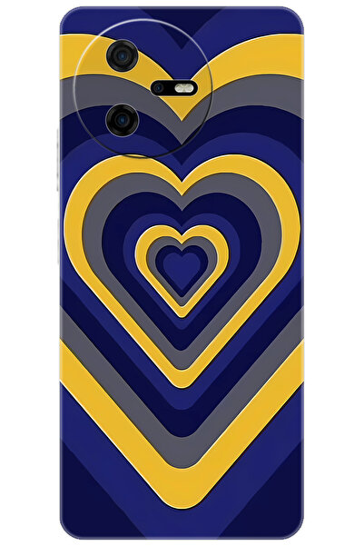 CASPER Via A40 Uyumlu Kılıf Desen Baskılı Silikon Sarı Lacivert Kalp STK:1003 CP-NWNcNay