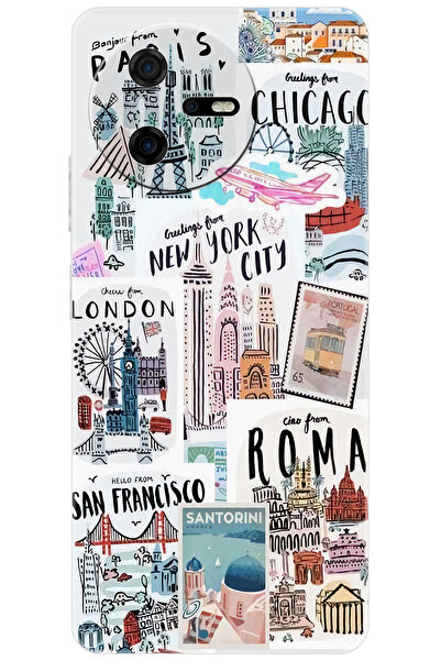 CASPER Via A40 Uyumlu Kılıf Desen Baskılı Silikon Newyork Roma London STK:624 CP-uz1rKrv