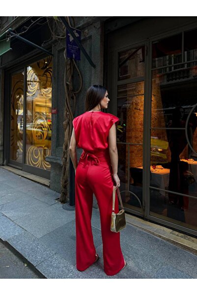 MODA Strivex Satin Pants and Crop Blouse Set