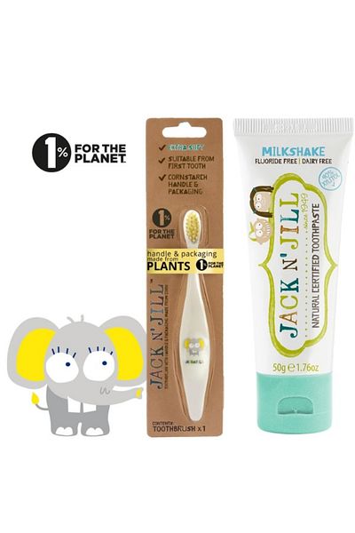 Jack N'Jill Baby/Child Toothbrushing Set - Elephant Toothbrush and Flavored Toothpaste