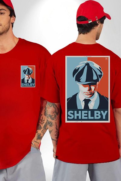 Soufeel Shelby Peaky Blinders Tv Series Character Women Men Front Minimal Back Printed Red Cotton T-Shirt