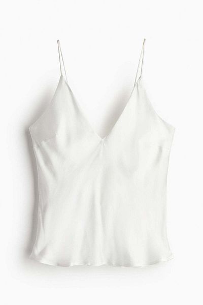 H&M Silk-blend satin strappy top