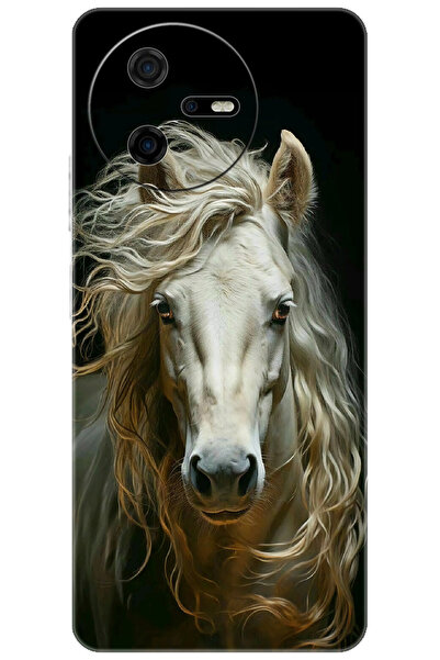 CASPER Via A40 Uyumlu Kılıf Desen Baskılı Silikon Beyaz At STK:689 CP-teW4WBM