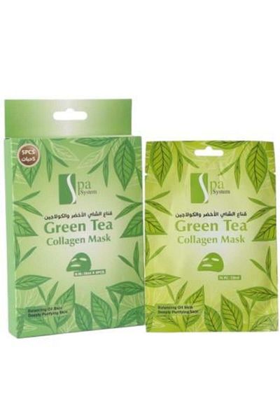 Spa System - Green Tea Collagen Facial Mask, 5 x 28 ml