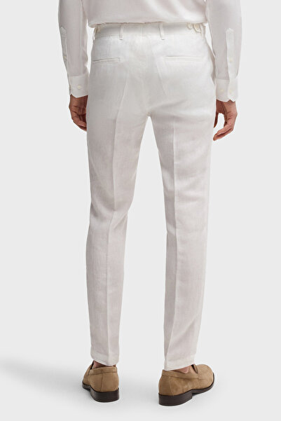 BOSS % 100 Keten Slim Fit Yüksek Bel Düz Paça Pantolon Erkek PANTOLON 50540518 100