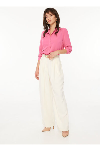Selen Hakim Yaka Düz Fuşya Kadın Bluz 23KSL8625