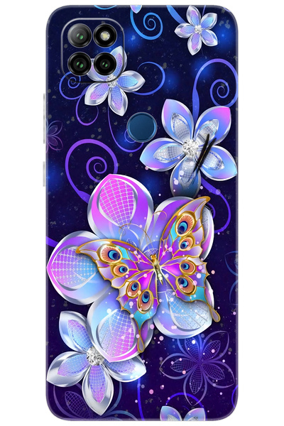 CASPER Via E30 / E30 PLUS Uyumlu Kılıf Desen Baskılı Silikon Kelebek ve Çiçekler STK:718 CP-IcQwPj0