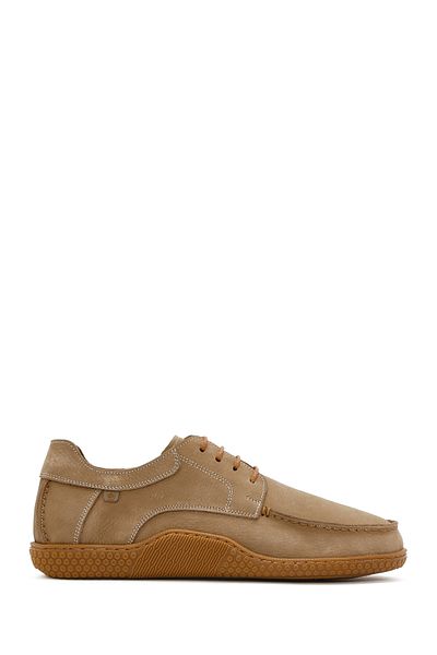 Derimod Men's Beige Lace-Up Nubuck Leather Casual Shoes 25Sfd8001V3