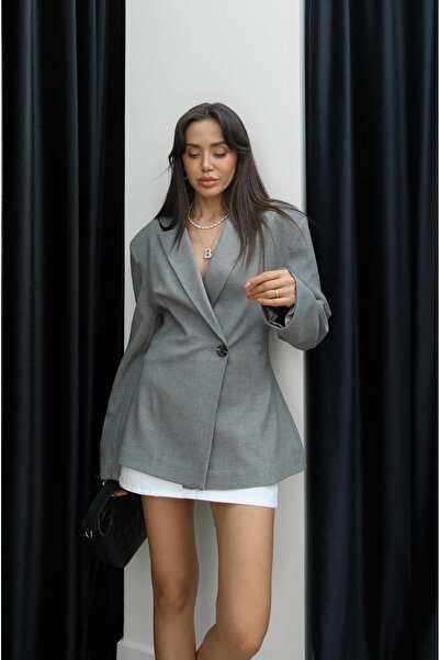 Havoş Gray Barkin Padded Blazer Jacket