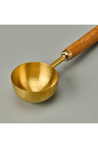 MATMEL Arow 60 ml Measuring Spoon with Wooden Handle, Easy to Measure with Its Gold Detail Color