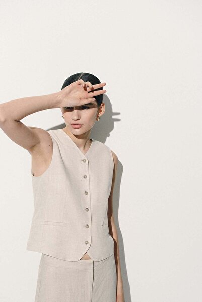 H&M سترة بدلة من مزيج الكتان