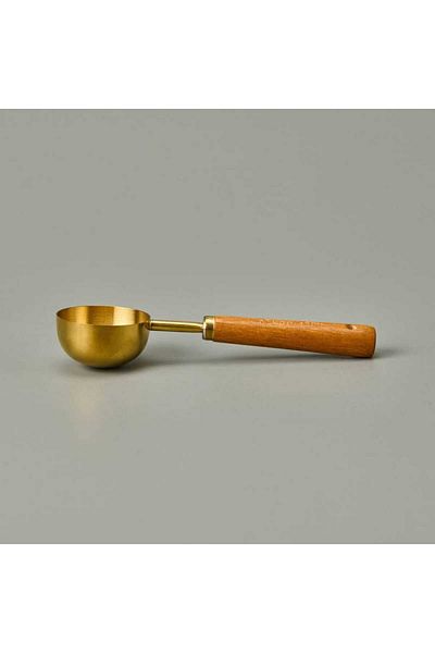 MATMEL Arow 60 ml Measuring Spoon with Wooden Handle, Easy to Measure with Its Gold Detail Color