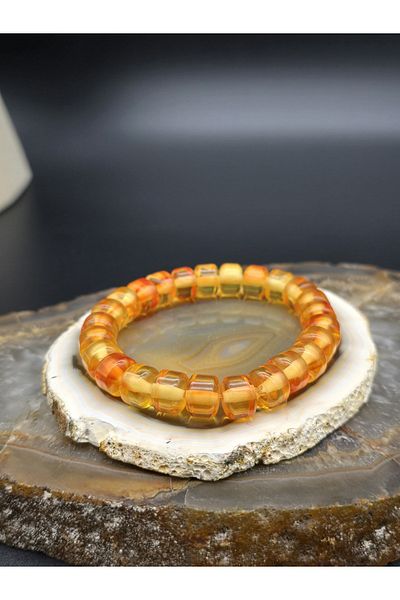 NBS Beautiful Naturel Stones Amber Powder Unisex Bracelet 18 cm (Gift, Special Day)
