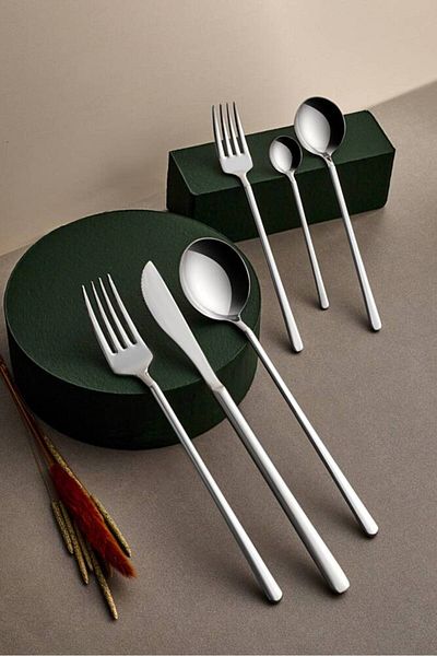 MATMEL 36 Pcs 6 Seater Silversilinder Table Elegance Gray Cutlery Set