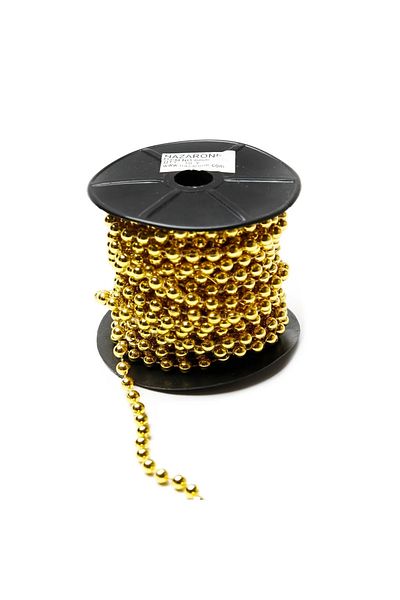 BEİLYS COSMETİCS & ACCESSORY 3 Meter Spool Round Metallic 6mm Gold Pearl