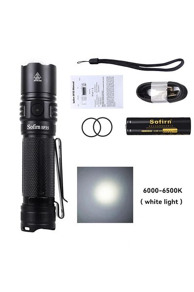 Choice Lithium Ion Battery 6000-6500K Sofirn SP35 Rechargeable 21700 LED Flashlight Type C 2A SST40 2200lm