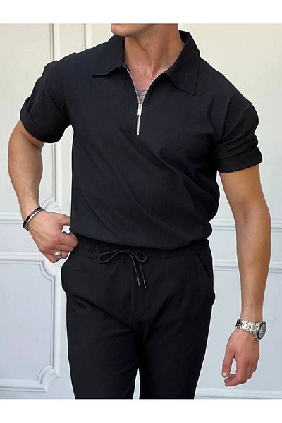 viperkombin Ανδρικό μπλουζάκι Polo Neck Wide Fit Stretchy Premium ύφασμα