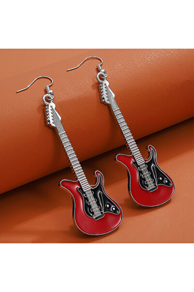 Choice AEH26979 أقراط أوبيجا جيتار متدلية للنساء فضية اللون أسود أحمر أبيض إي...
