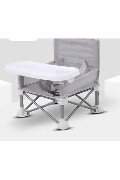 Choice كرسي أطفال رمادي قابل للطي محمول مدمج مع حزام آمن، كرسي جيد من سبائك ا...