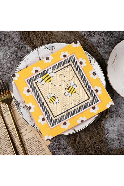 Choice 20 قطعة في العبوة 20 قطعة/العبوة مناشف ورقية ملونة مطبوعة بنحل مناديل ...