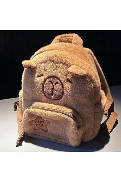 Choice WHITE Student School Bag Capibala Plush Capybara Bag Casual All-match Fur Bag Large Capacity Backpac