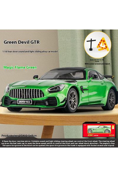 Choice green AMG GTR 1:18 Alloy Car Model Toy, Realistic Lights & Sounds, Kids Racing Enthusiast's Dream Co