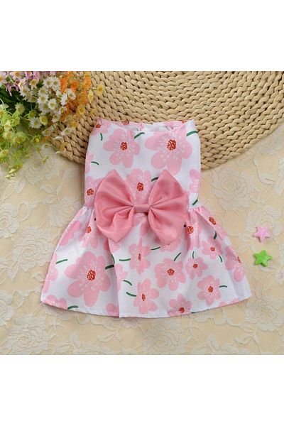 Choice L PINK Pet Dress,Soft & Sleeveless Floral Outfit for Cats and Dogs, Perfect for Daily Wear & Special