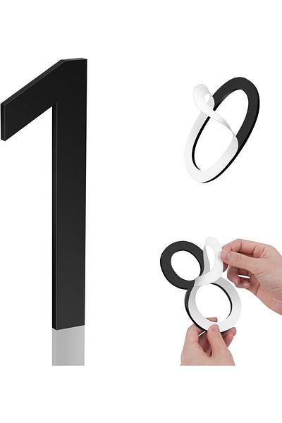 Choice 4.0mm 5in 1-5in 5 Inch House Numbers, Self-adhesive House Number Acrylic Modern House Numbers