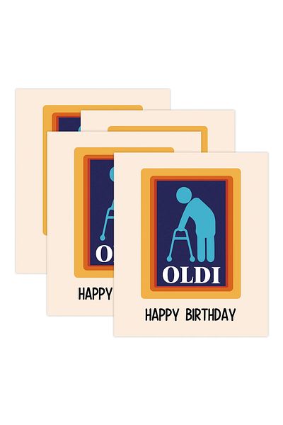 Choice 12x10cm 4pcs stickers 4pcs/pack Oldi Happy Birthday Wine Bottle Labels for Him Wine Gift labels for