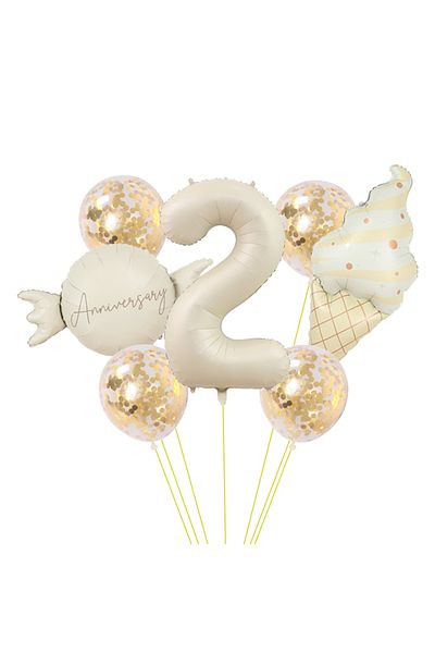 Choice Other 7pcs set B 2 Candy Ice Cream Foil Balloons with Colorful Confetti Ballon 32inch Digit Number 0