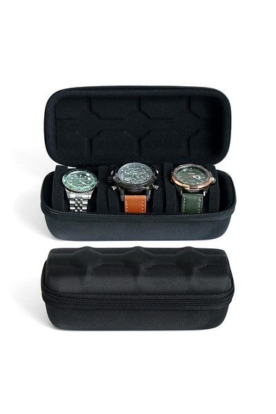Choice 3 Slot Black EVA Watch Box Organizer For Men or Women，Watch Travel Case Portable Storage Watch Displ