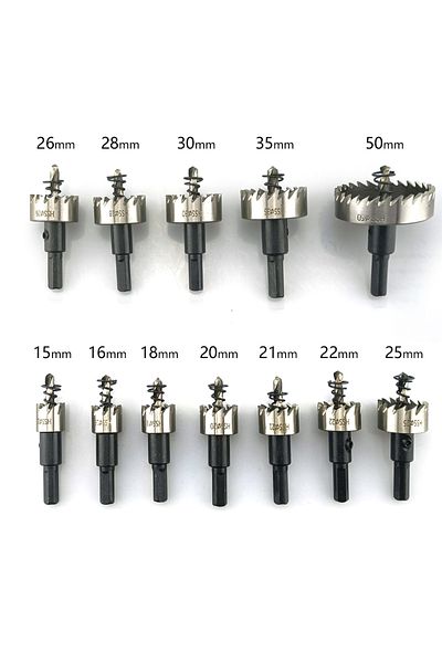 Choice 12pcs 15-50mm 12pcs 15-50mm Hss Hole Saw Set High Speed Steel Drill Bit Drilling Crown For Metal All