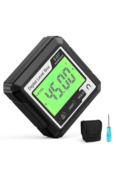 JUANJUAN Black White Digital Level Angle Gauge 360° LCD Electronic Protractor Mini Inclinometer Magnetic Base