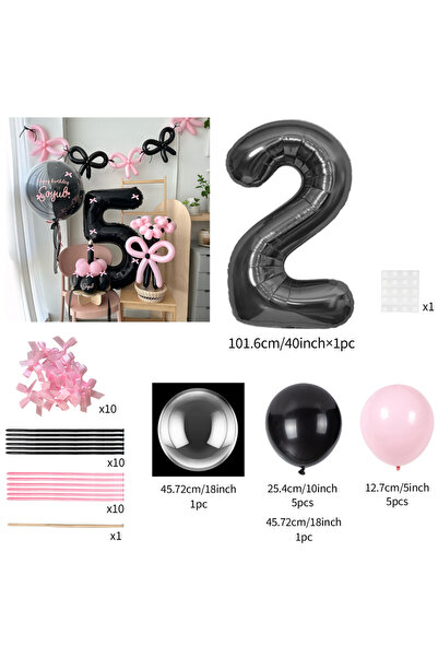 Choice بالونات لاتكس وردية مقاس 40 بوصة رقم 2، 45 قطعة، مجموعة بالونات أرقام ...
