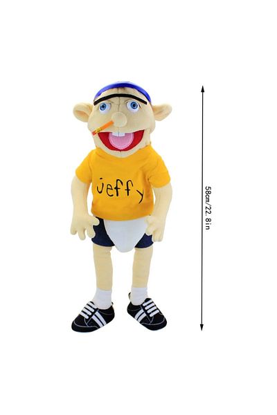 Choice 60cm 2024 Hot 60cm Large Jeffy Boy Hand Puppet Children Soft Doll Talk Show Party Props Christmas Do