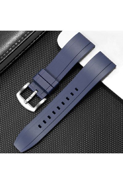 Choice 20mm Blue-Silver Premium Grade Vulcanized FKM Rubber Watch Strap for Seiko for Rolex 20mm 22mm 24mm
