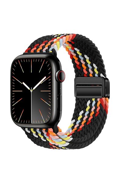 Choice 38mm 40mm 41mm Black Rainbow1 Braided Strap For Apple Watch Band 44mm 40mm 45mm 49mm 41mm 38 buckle